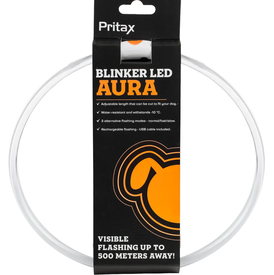 Blinkende krage LED Aura, 8 mm, 35-60 cm, oransje