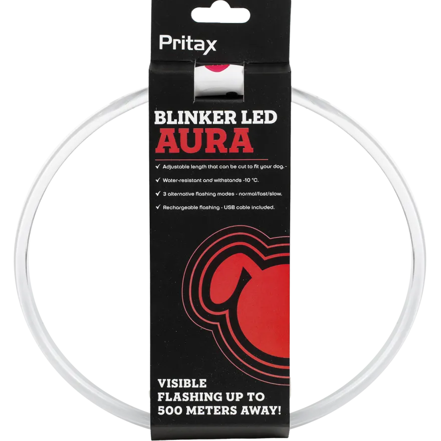 Blinkende krage LED Aura, 8 mm, 35-60 cm, rød