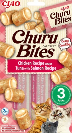 Cat Bites kylling- og tunfiskwrap med laks, 3-pk.