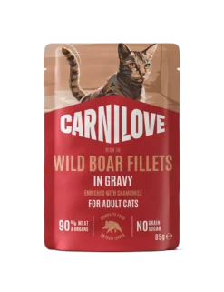 Cat Pouch Saus med høyt innhold av villsvin, beriket med kamille, 85 g