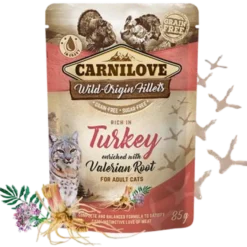 Cat Pouch Turkey beriket med vendelrot 85 g x 24 stk.