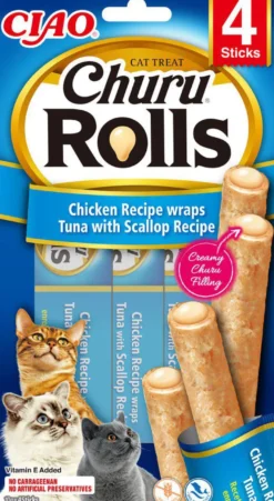 Cat Rolls kylling-/tunfiskwrap med kamskjell, 4-pk.