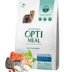 Complete dry pet food for adult dogs of miniature breeds high in salmon, 1,5 kg
