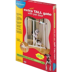Døgngrind for kjæledyr Extra Tall Walk Through With Small Pet Door White 74-99 x 104 cm