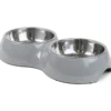 Dobbel matbolle Solid Grey M, 350ml, 33x17,5x6cm