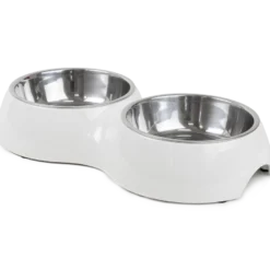 Dobbel matbolle Solid Grey M, 350ml, 33x17,5x6cm