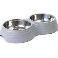 Dobbel matskål Ripple Grey M 350 ml 32x17,5x6,5 cm