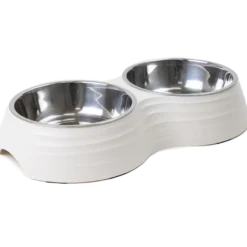 Dobbel matskål Ripple Hvit M 350 ml 32x17,5x6,5 cm