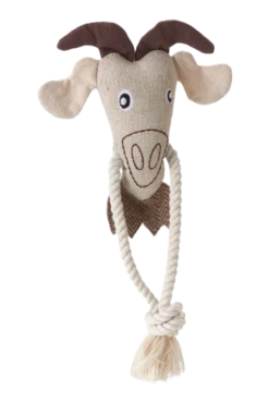 Dog Toy Nebraska Goat w rope Cotton Beige 30 cm