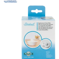 Drinkwell Erstatningsskumfilter i keramikk og rustfritt stål, hvit 2-pk.