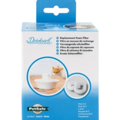Drinkwell Erstatningsskumfilter i keramikk og rustfritt stål, hvit 2-pk.