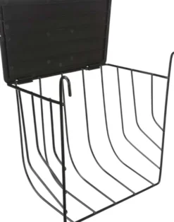 Hekk, hengende, med deksel, metall, 25 × 18 × 12 cm, svart