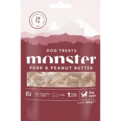 Hundegodbiter til alle raser med svinekjøtt og peanøttsmør 100 g
