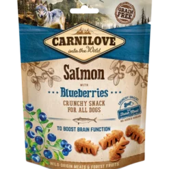 Hundeknasende snacks med laks og bær 200 g