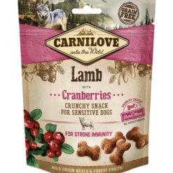 Hundeknasende snacks med lam og tranebær 200 g