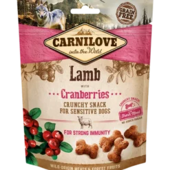Hundeknasende snacks med lam og tranebær 200 g