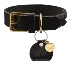 Hundhalsband Sansibar Solid Cow Leather Svart