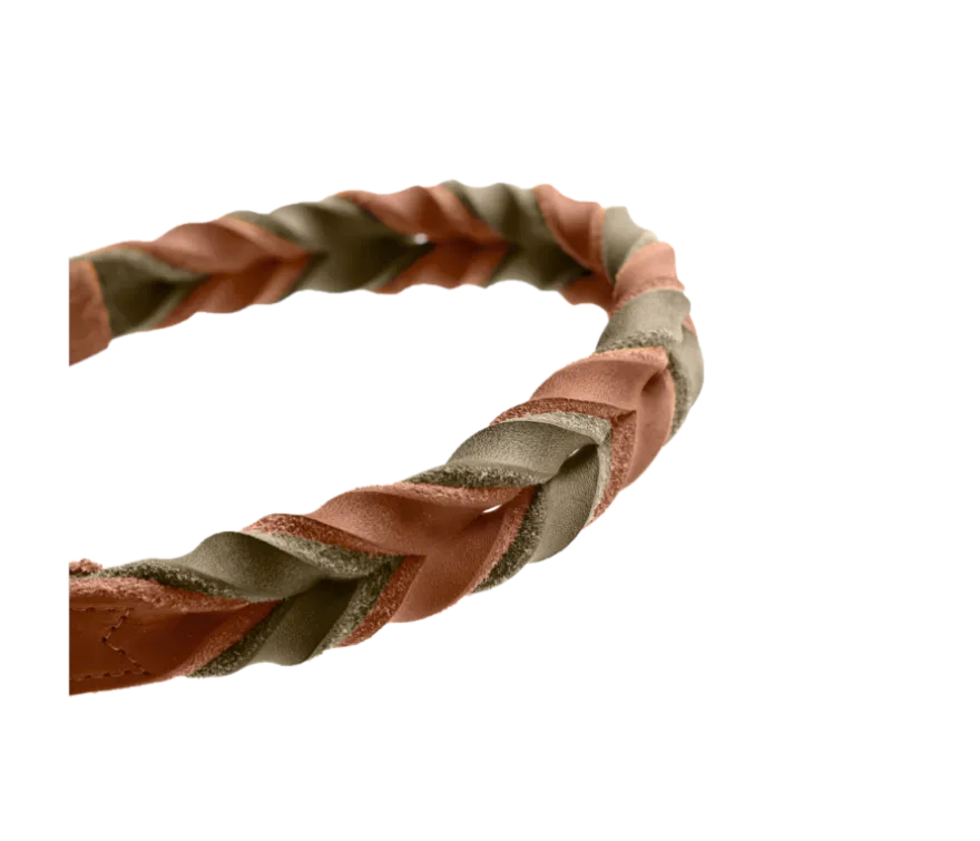Hundhalsband Solid Education Duo Cognac/Olivgrön