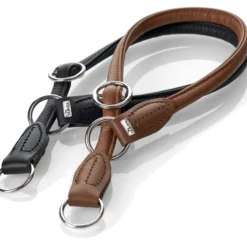 Hundhalsband Ställbart Round & Soft Halvstryp Brun