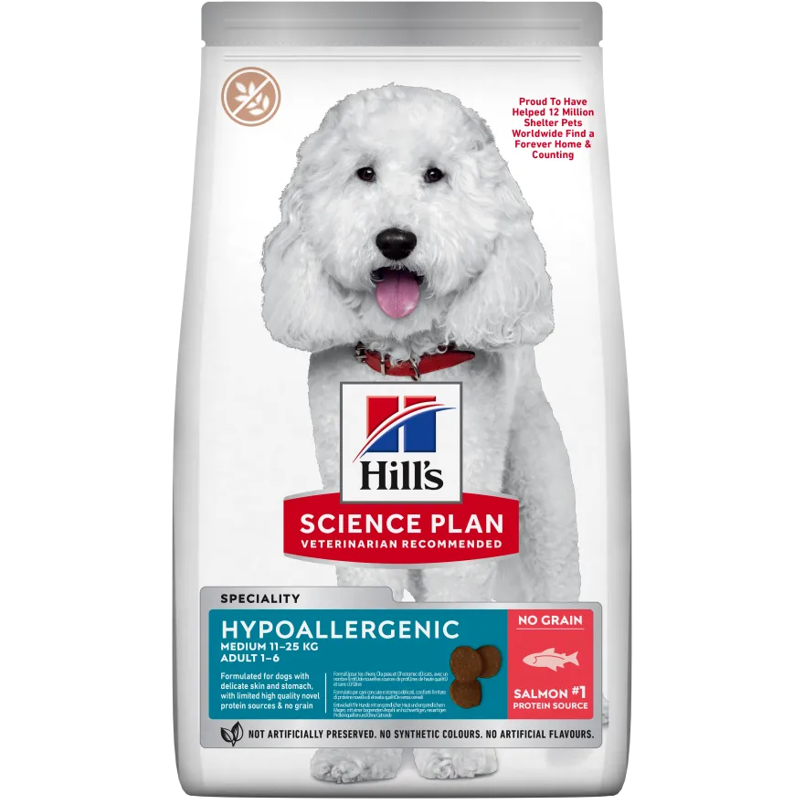 Hypoallergen Voksen Medium tørrfôr for hunder med laks 2,5 kg