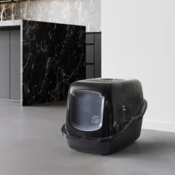 Katteboks Nestor Marble Black White-Black 56x39x38cm.