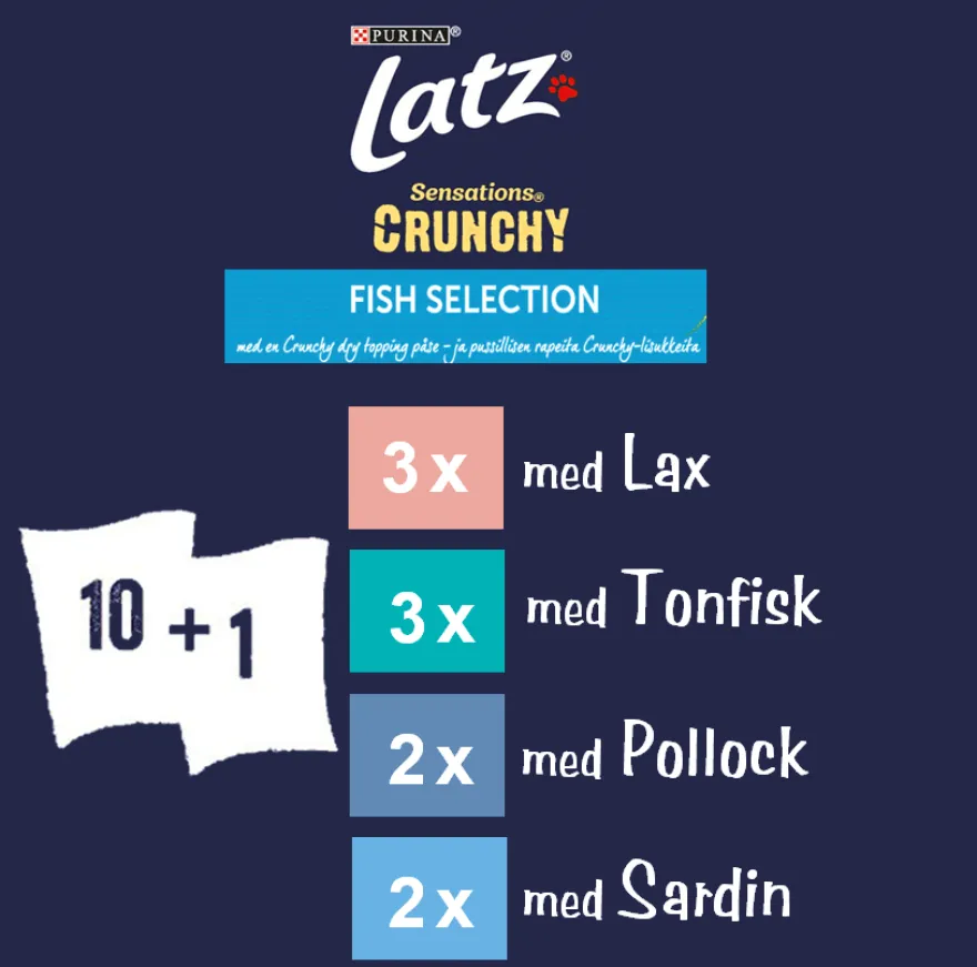 Latz Sensations Knasende fisk i gelé 10x85 g