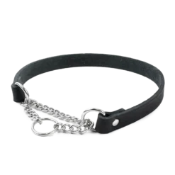 Läderhalsband Hera halvstryp Svart
