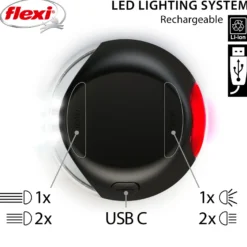 LED-belysningssystem integrert med batteri + USB, svart