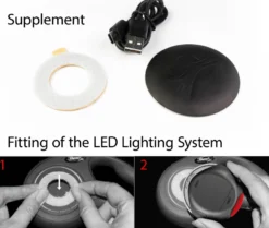 LED-belysningssystem integrert med batteri + USB, svart