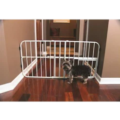 Pet Gate Lil' Tuffy utvidbar med liten kjæledyrdør hvit 66-107 x 46 cm