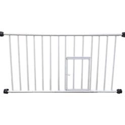 Pet Gate Mini Walk-Through med liten kjæledyrdør Hvit 74-96,5 x 46 cm