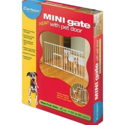Pet Gate Mini Walk-Through med liten kjæledyrdør Hvit 74-96,5 x 46 cm