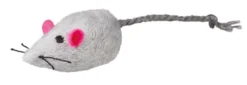 Plysjmus med bjelle, 5 cm, 2 stk, hvit/grå