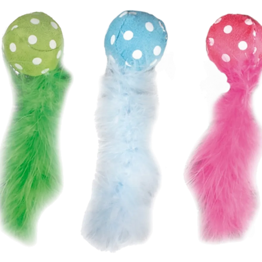 Polka fjærball rosa 15 cm