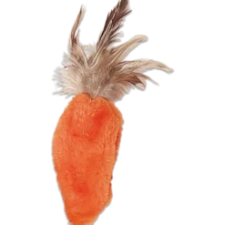 Refillable Catnip Feather Top Carrot Toy Orange 13 cm