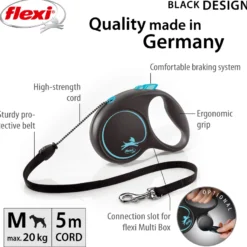 Rullebånd Black Design Cord, 5m, S, maks 12kg, Lyseblå