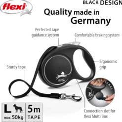 Rullebånd Black Design Tape, 5m, S, maks 15kg, Sølv
