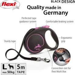 Rullebånd Black Design Tape, 5m, S, maks 15kg, Rosa