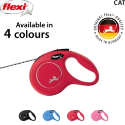Rullebånd New Classic Cat Cord, 3m, XS, maks 8 kg, rød