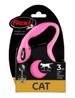 Rullebånd New Classic Cat Cord, 3m, XS, maks 8 kg, Rosa