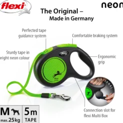 Rullebånd New Neon Tape 5m, M max 25kg, Svart/Neon Green