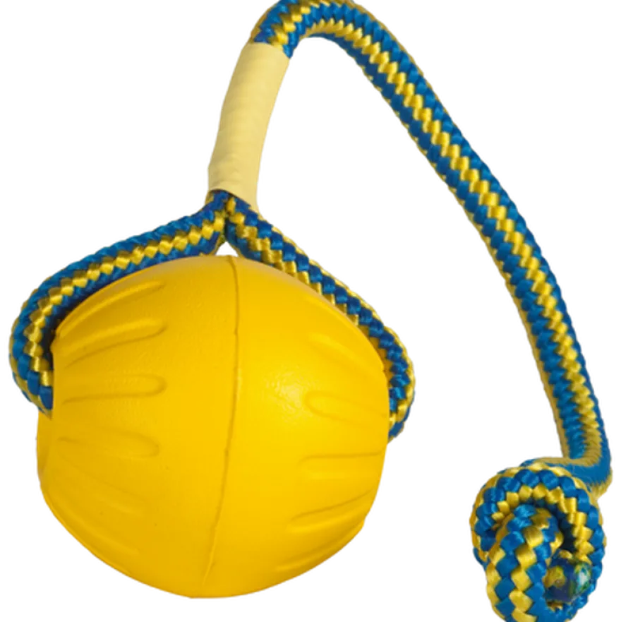 Swing & Fling Durafoam Fetch Ball på tau Gul Medium